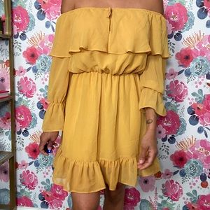 Mustard Yellow Chiffon Frill Gypsy Dress